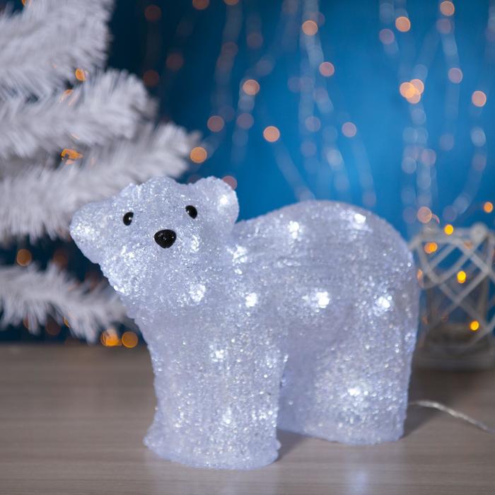 Светодиодная фигура «Медведь малый» 28 × 25 × 15 см, акрил, 40 LED, 220 В, свечение белое светодиодная фигура мишка на доске 25 × 35 × 19 см акрил 50 led 220 в свечение белое