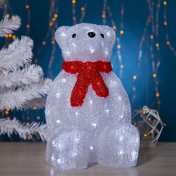 Фигура акрил. "Медведь сидячий большой" 21х25х40 см, контроллер с димером, 50 LED, 220V