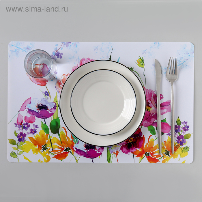 Салфетка сервировочная на стол «Цветы акварель», 42×27 см