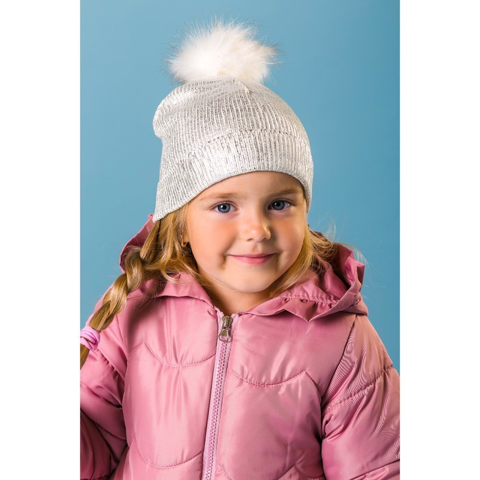 Шапка для девочки демисезоняя "Модница", размер 50-52, цвет белое золото