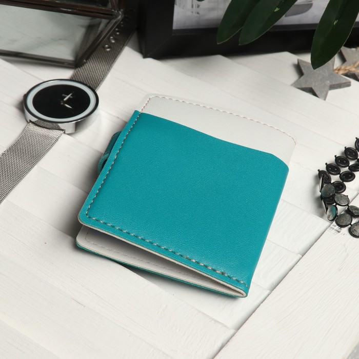 Визитница Двуцвет, 7,7*1*11см, 20 холдеров, бело/бирюзовый