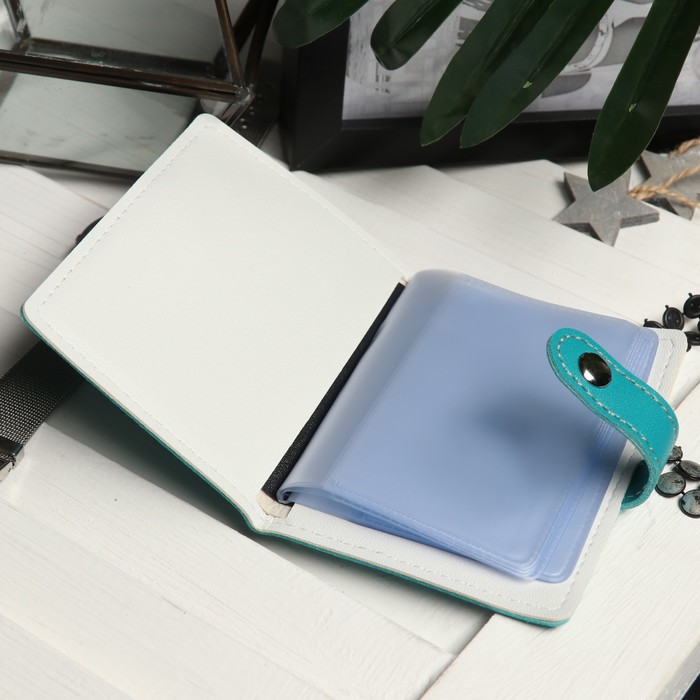 Визитница Двуцвет, 7,7*1*11см, 20 холдеров, бело/бирюзовый