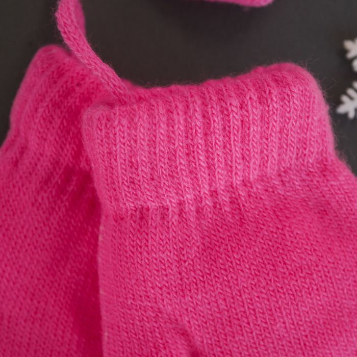 Варежки детские двухсл. на верёвочке Collorista, размер 14 (р-р произв. 12*7 см), цвет ярко розовый