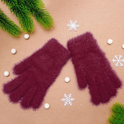 Перчатки женские "Самира", размер 16 (р-р произв. 20*8 см), цвет бордовый