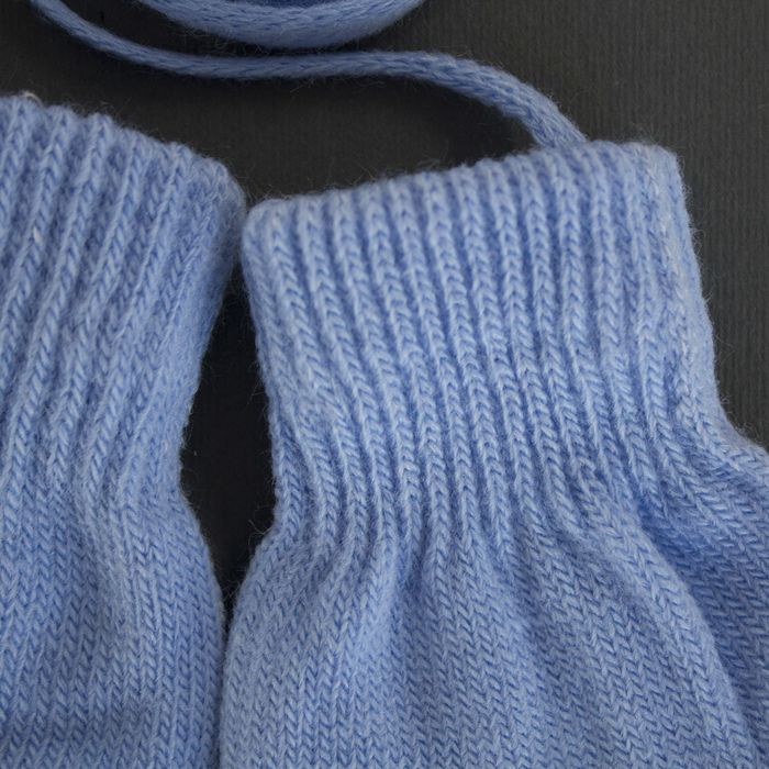 Варежки детские на верёвочке Collorista, размер 14 (р-р произв. 12*7 см), цвет голубой