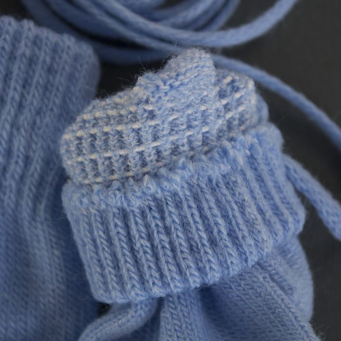 Варежки детские на верёвочке Collorista, размер 14 (р-р произв. 12*7 см), цвет голубой