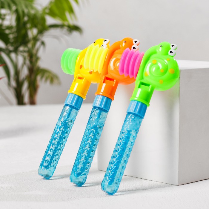 Мыльные пузыри "Улитка" с пищалкой, цвета МИКС