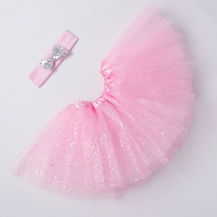 Набор Крошка Я "Маленькая принцесса" юбка и повязка на голову 3-5 лет, розов+серебро