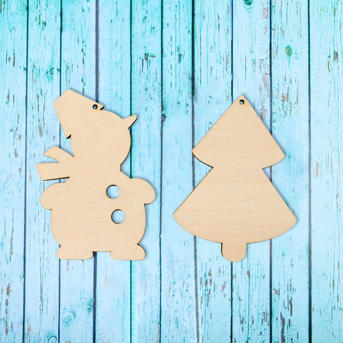 Подвеска "Снеговик и ель"