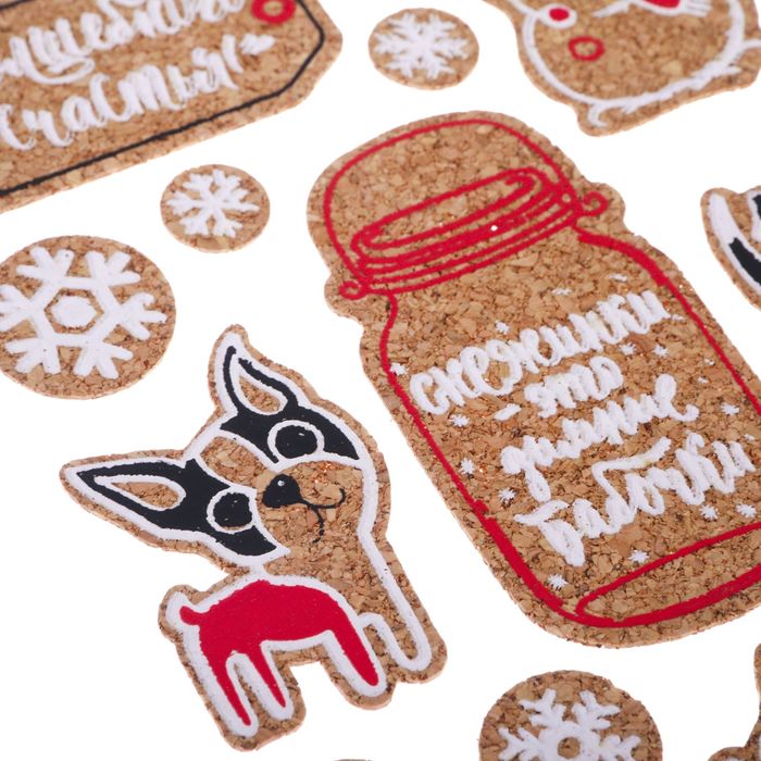 Наклейки пробковые "Волшебного счастья",12х 20,5 см