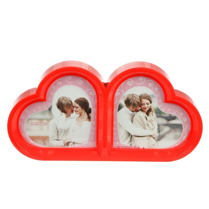 Фоторамка пластик 12х12 см "Двойное сердце" МИКС 15х30х3 см