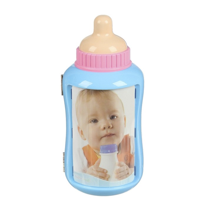 Фоторамка пластик+копилка 10х6, 11,5х6,5 см "Бутылочка" МИКС 20х9х9 см