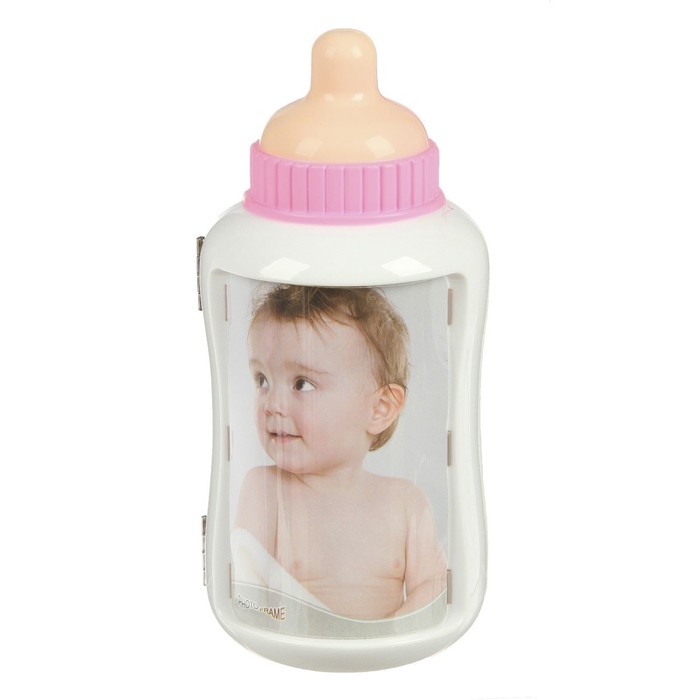 Фоторамка пластик+копилка 10х6, 11,5х6,5 см "Бутылочка" МИКС 20х9х9 см