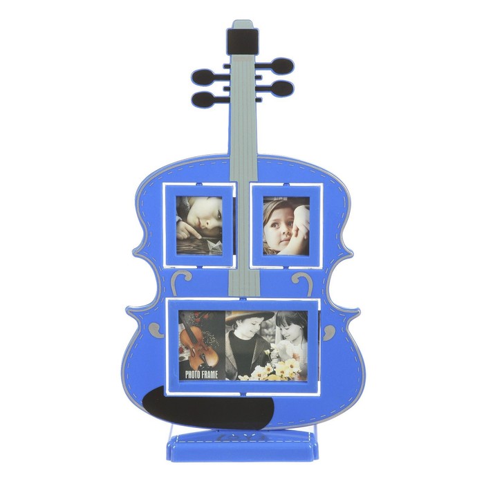 Фоторамка пластик на 3 фото 5,5х4, 11,5х6,5 "Гитара" МИКС 40х21х8 см