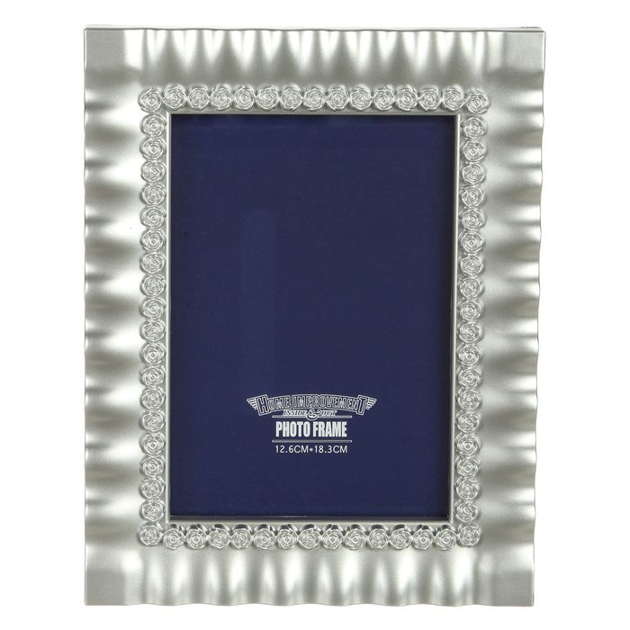 Фоторамка пластик 13х18 см "Розы с воланами" серебро 24х19х8 см