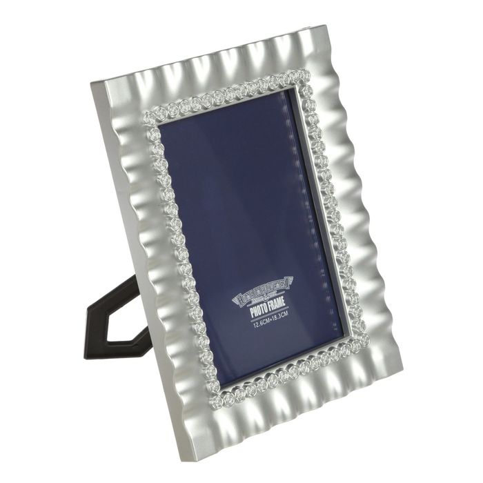 Фоторамка пластик 13х18 см "Розы с воланами" серебро 24х19х8 см