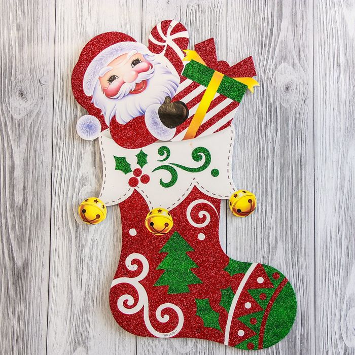 Плакат "Дед Мороз в носке" блеск 22*37 см