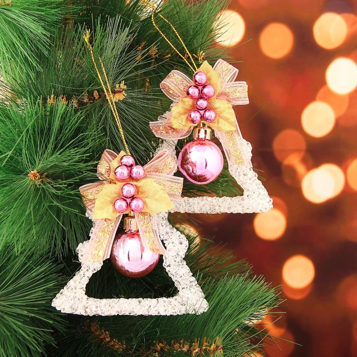 Украшение ёлочное "Ёлочка с шариком" (набор 2 шт) 8*8 см