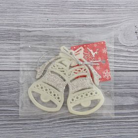 

Украшение ёлочное "Колокольчики с бантом" 9,5х8,5 см белый