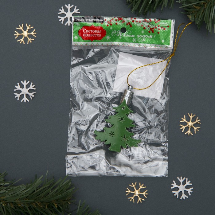 Подвеска световая "Елка" (батарейки в комплекте), 7,5 см, 1 LED, RGB