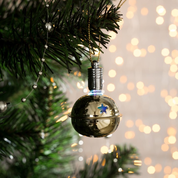 Подвеска световая "Погремушка золотистая" (батарейки в комплекте), 5 3,5 см, 1 LED, RGB