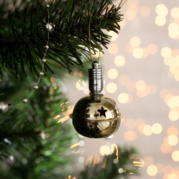 Подвеска световая "Погремушка золотистая" (батарейки в комплекте), 5 3,5 см, 1 LED, RGB