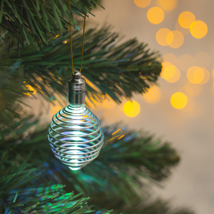 Подвеска световая "Пружинка серебряная" (батарейки в комплекте), 7 см, 1 LED, RGB