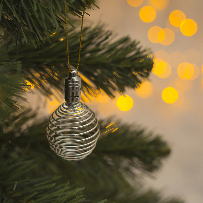 Подвеска световая "Пружинка серебряная" (батарейки в комплекте), 7 см, 1 LED, RGB