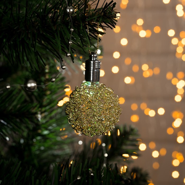 Подвеска световая "Шарик золотистый" (батарейки в комплекте), 6 см, 1 LED, RGB