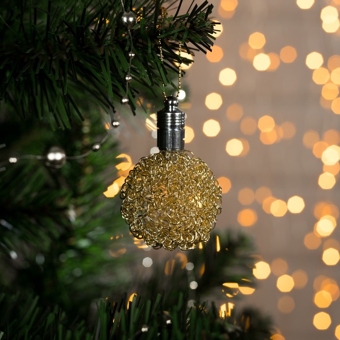 Подвеска световая "Шарик золотистый" (батарейки в комплекте), 6 см, 1 LED, RGB
