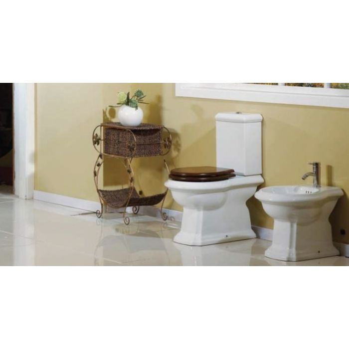 Унитаз Creo сeramique DIJON 4/6л, с коричневой крышкой (дерево), 710 x 395 x 845 мм