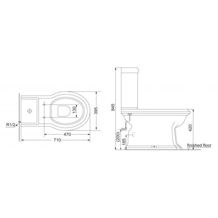 Унитаз Creo сeramique DIJON 4/6л, с коричневой крышкой (дерево), 710 x 395 x 845 мм