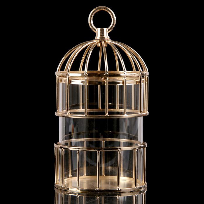 Подсвечник металл 1 свеча "Золотая клетка" 25,5х14х13 см