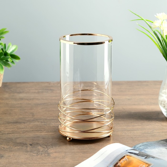 Подсвечник металл 1 свеча "Бесконечность" золото 23,5х12,5х12,5 см