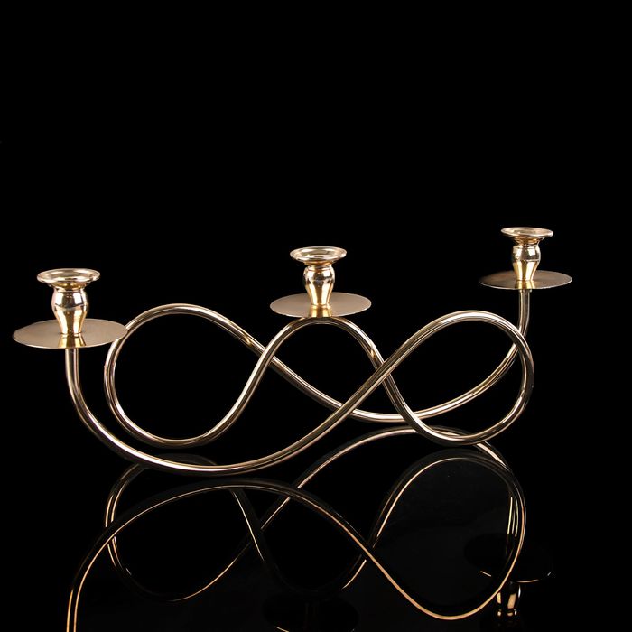 Подсвечник металл 3 свечи "Золотая линия" 17х49х10 см