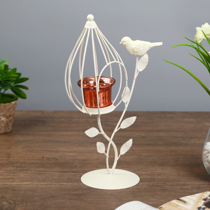 Подсвечник металл 1 свеча "Соловей на ветке" 32х18х10 см