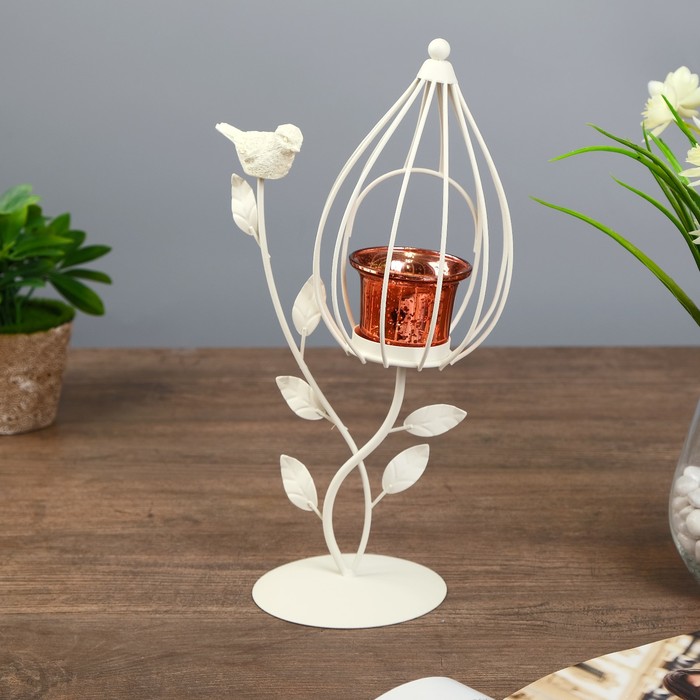 Подсвечник металл 1 свеча "Соловей на ветке" 32х18х10 см