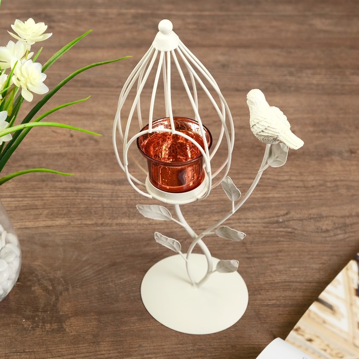 Подсвечник металл 1 свеча "Соловей на ветке" 32х18х10 см