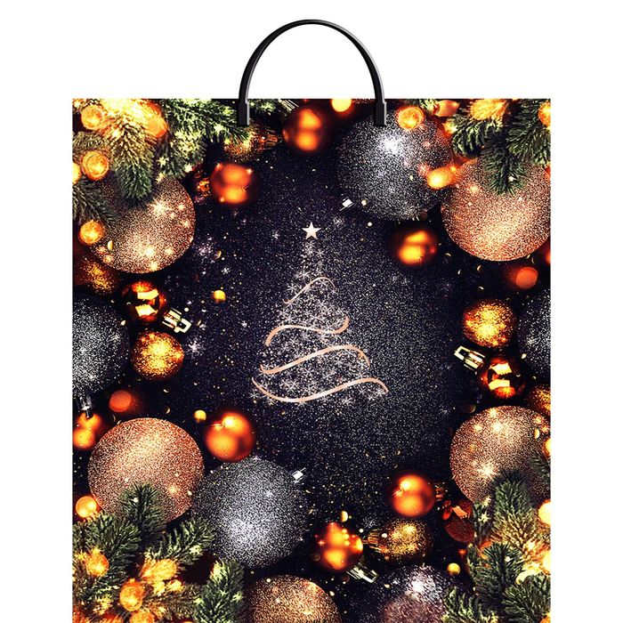 Пакет "Мерцающая ёлочка", полиэтиленовый с пластиковой ручкой, 44х40 см, 100 мкм