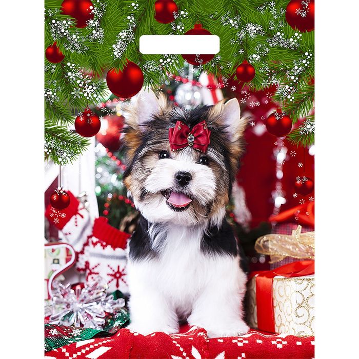 Пакет "Милый йорк", полиэтиленовый с вырубной ручкой, 40х31 см, 60 мкм