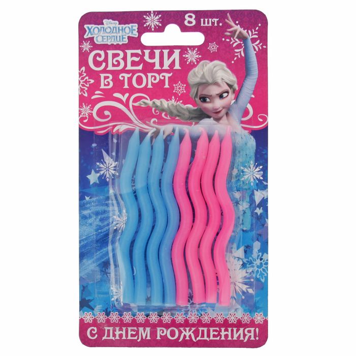 Свеча в торт Дисней 8 шт "С Днем Рождения", Холодное сердце