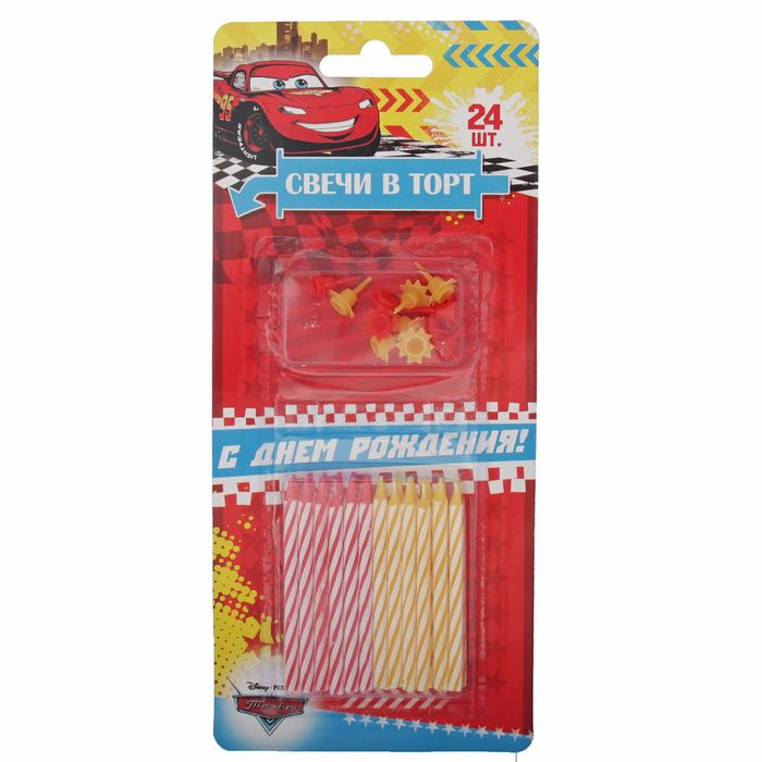 Свеча в торт Дисней 24 шт. "С Днем Рождения", Тачки