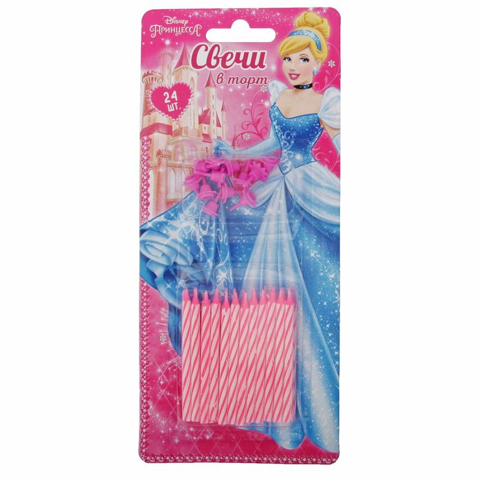 Свеча в торт Дисней 24 шт. "С Днем Рождения", Принцессы:Золушка