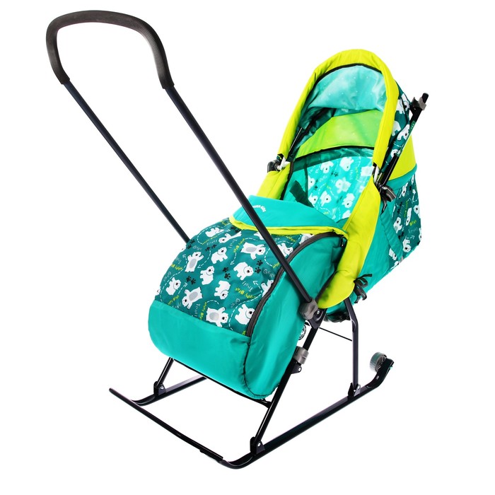 Санки-коляска "Умка 3. Мишки", цвет изумрудный
