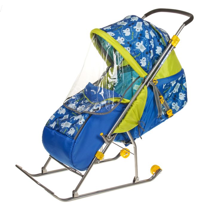 Санки- коляска "Умка 3. Мишки", цвет: синий