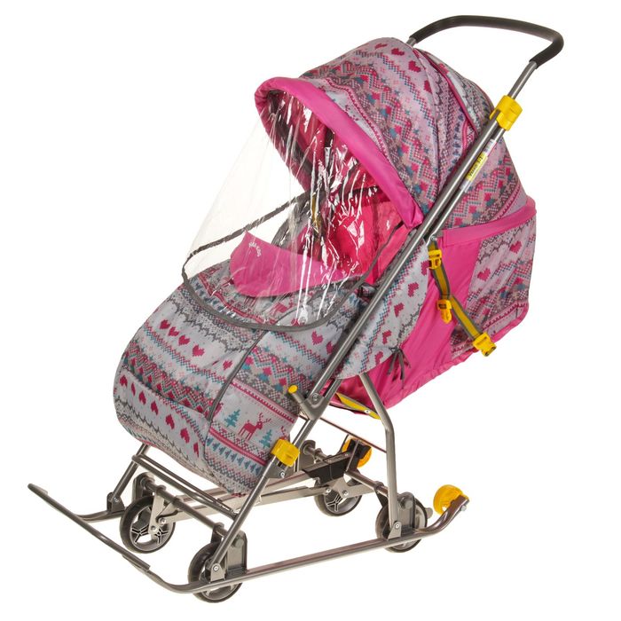 Санки-коляска "Умка 3-1. Вязаный узор", цвет: розовый