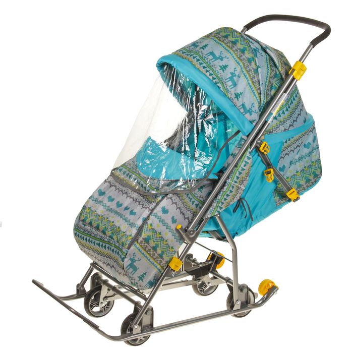 Санки-коляска "Умка 3-1. Вязаный узор", цвет: бирюзовый