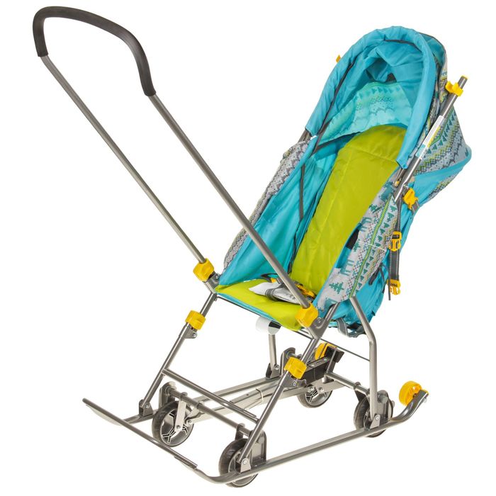 Санки-коляска "Умка 3-1. Вязаный узор", цвет: бирюзовый