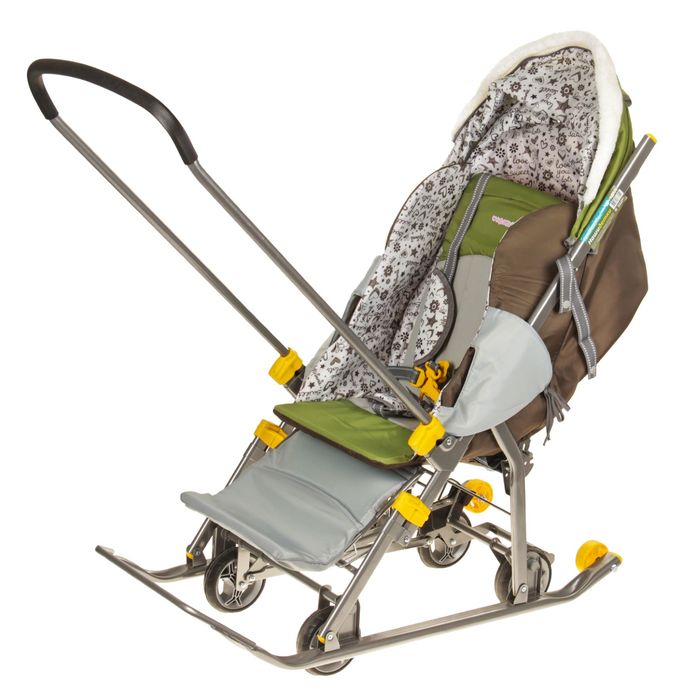 Санки-коляска "Наши детки", цвет фьюжн оливковый