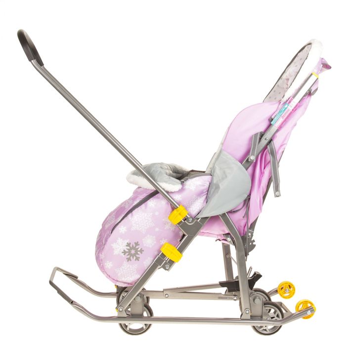 Санки-коляска "Наши детки", цвет снежинки розовый